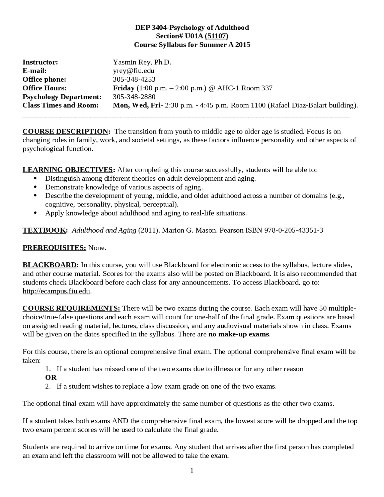 Course Syllabus For Psychology Of Adulthood Dep 3404 Docsity Course Syllabus For Psychology Of Adulthood Dep 3404 Docsity