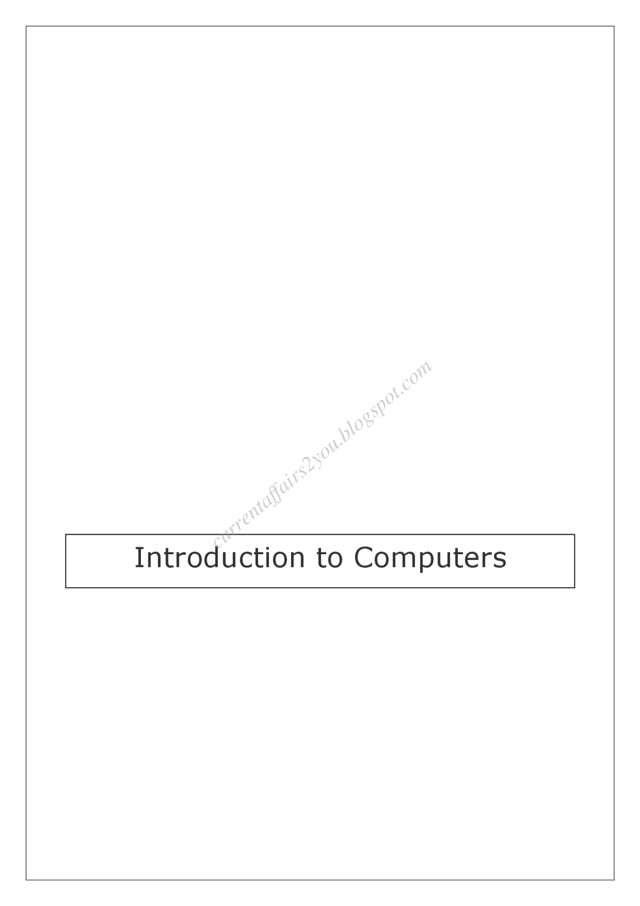 C1 introduction to computers | Study notes Computer science | Docsity