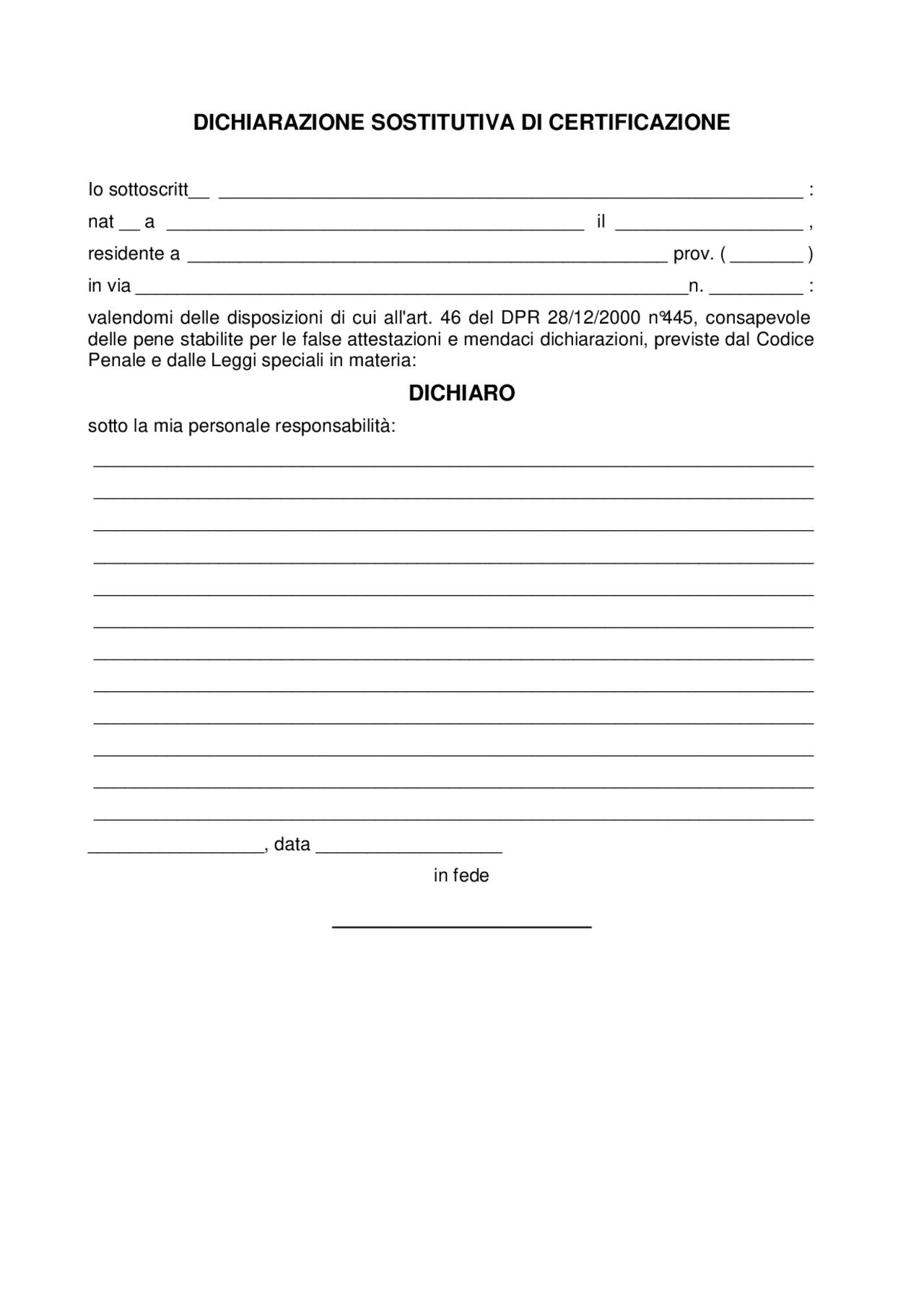 Autocertificazione Generica Docsity autocertificazione-generica-docsity