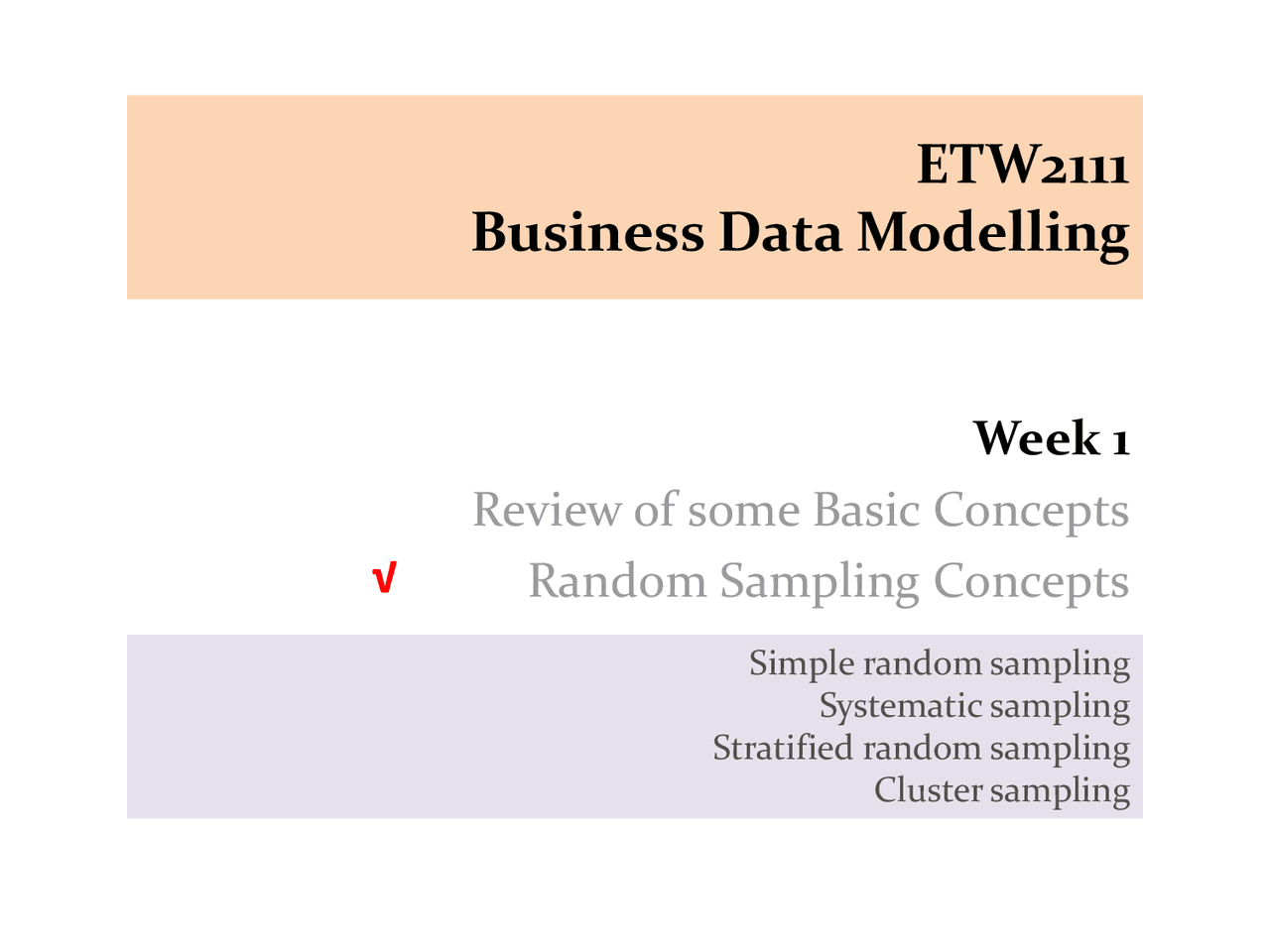 Basic Concepts Random Sampling Concepts | Lecture notes Business ...