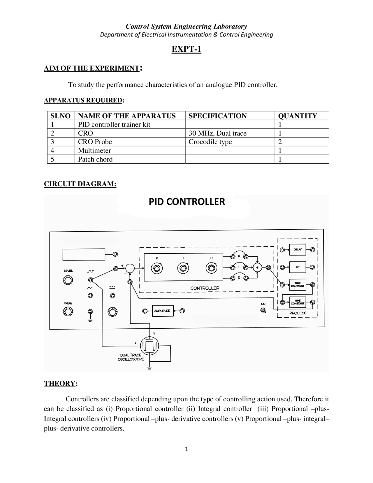 Control system engineering lab manual 2 - Docsity