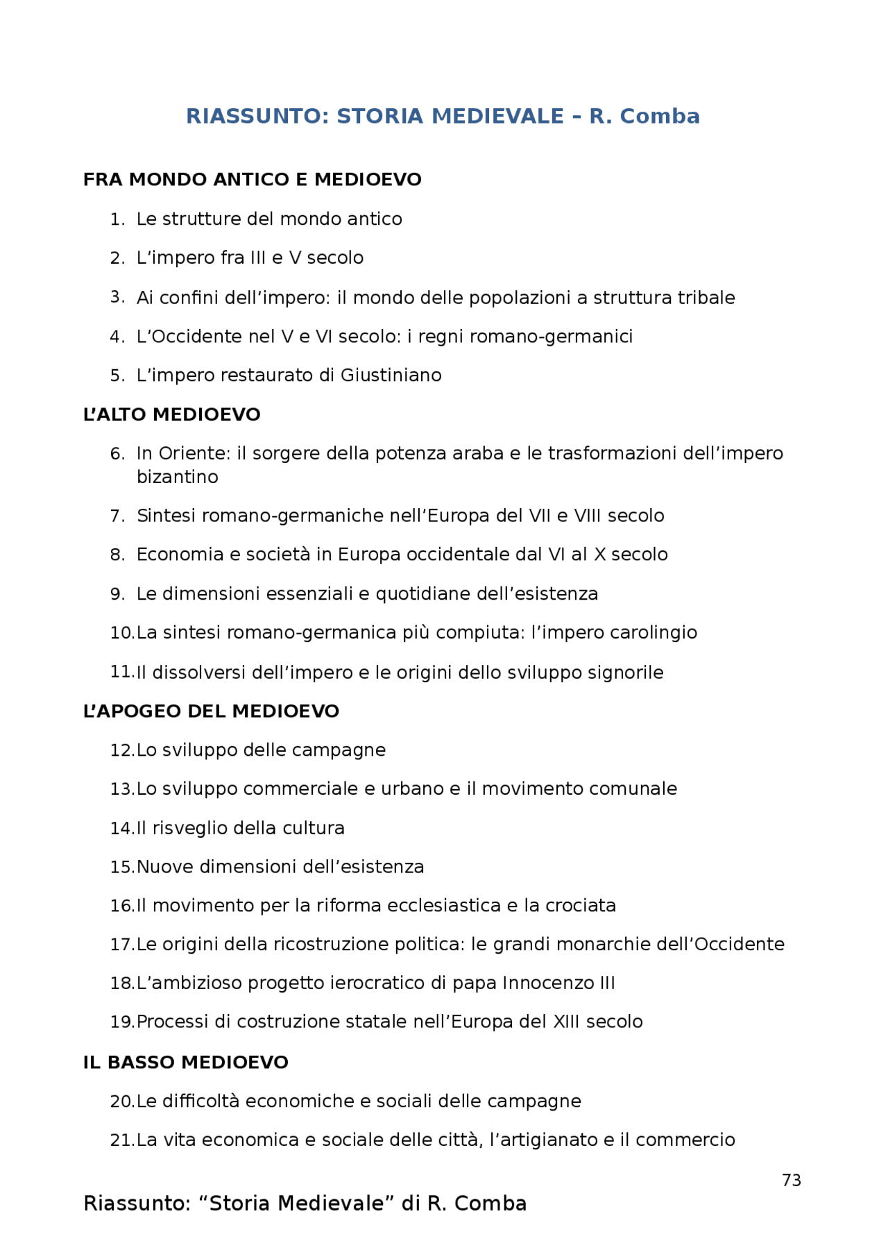 Manuale Rinaldo comba - Docsity