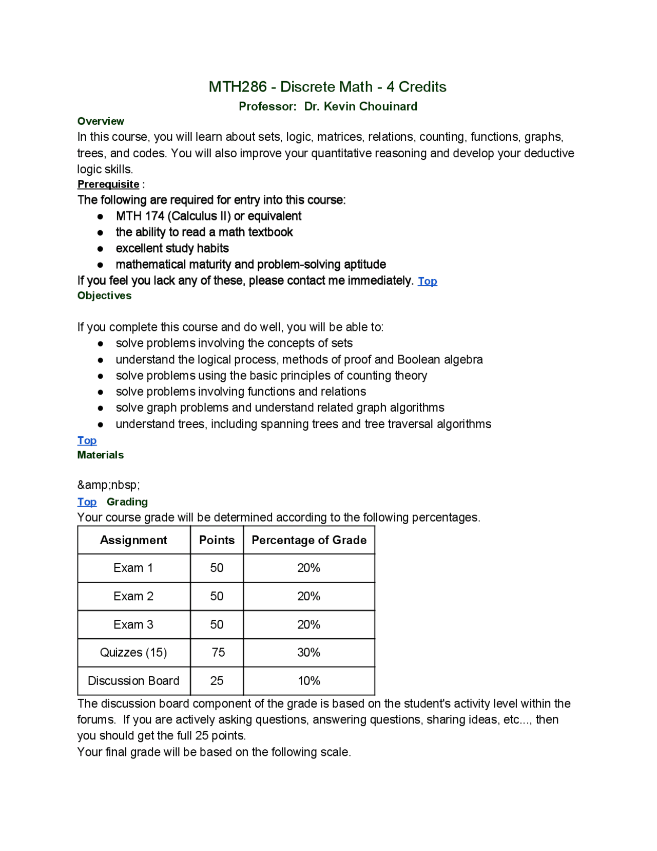 Overview, Prerequisite, Material and Grading - Discrete Mathematics ...