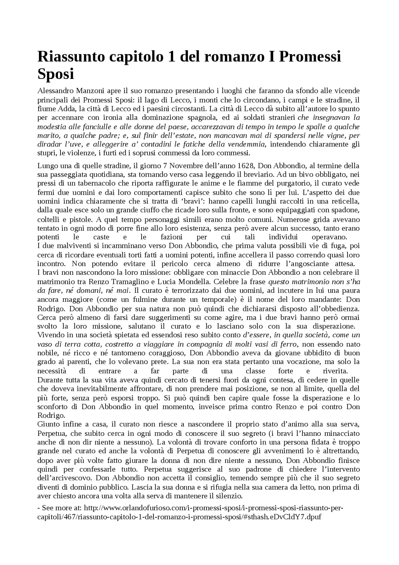 Riassunto capitolo 1 del romanzo i promessi sposi Docsity Riassunto capitolo 1 del romanzo i promessi sposi Docsity