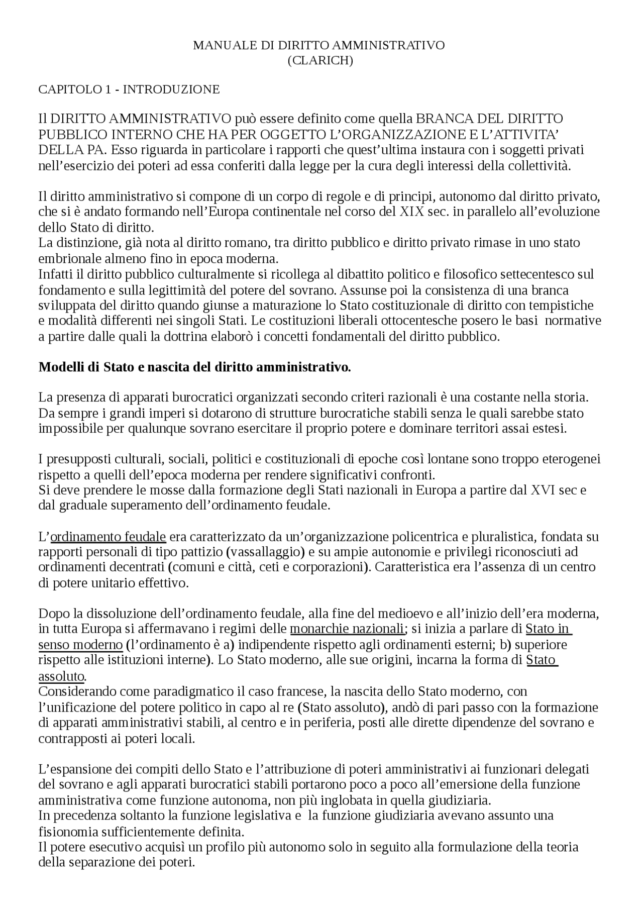 clarich manuale di diritto amministrativo