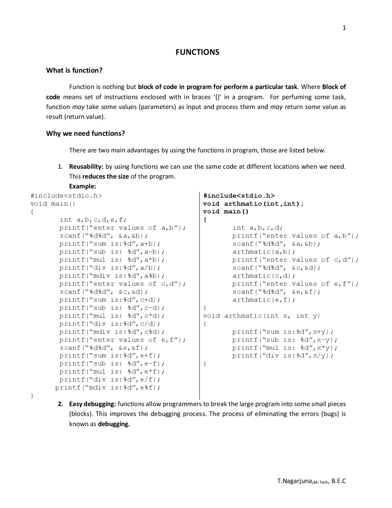 Functions,pointers and files - Docsity