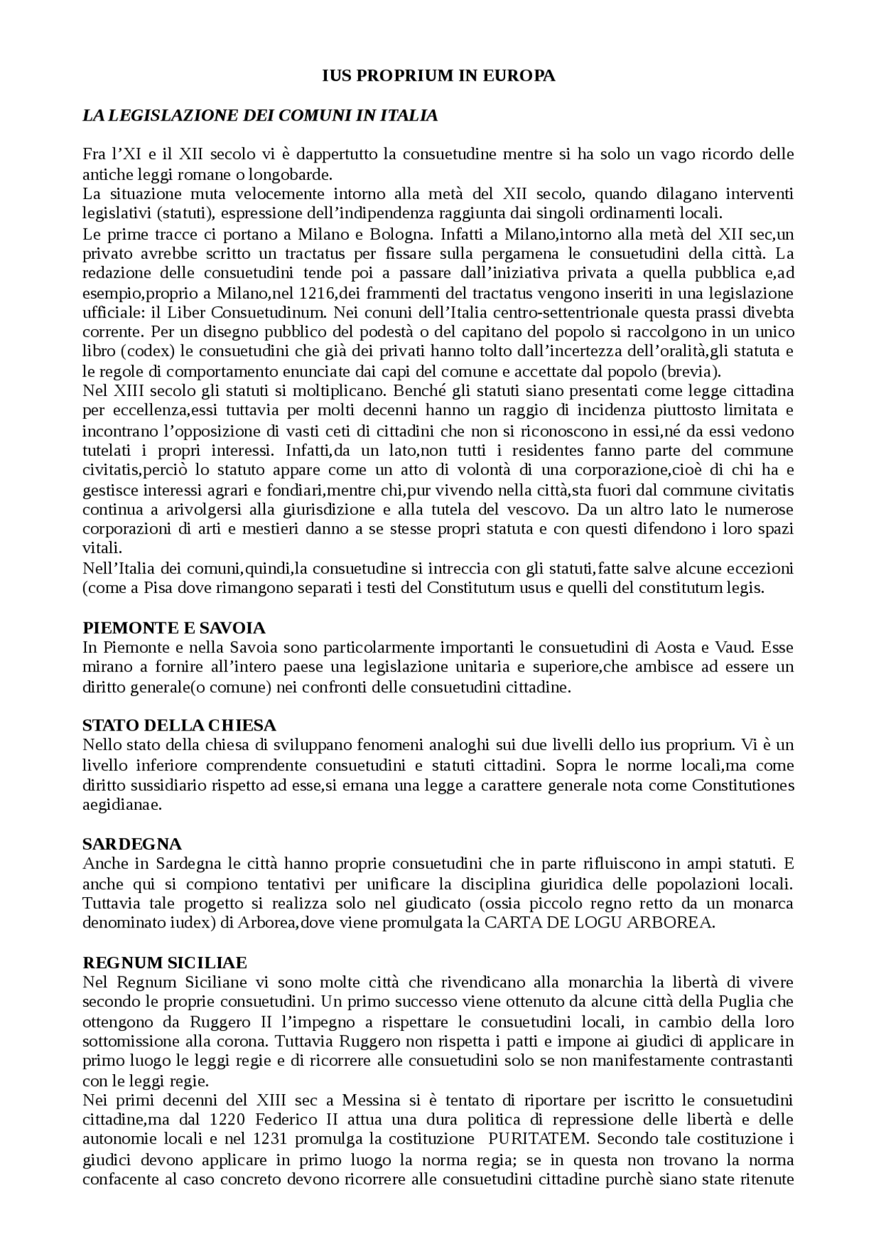 Ius proprium in europacap. iv Docsity