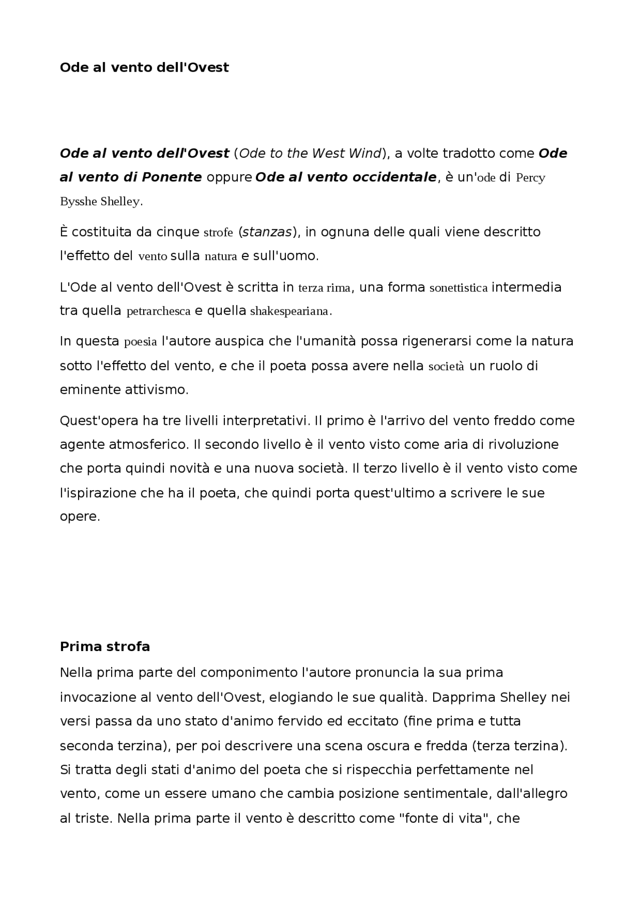 Riassunto di ode to the west wind Sintesi del corso di Inglese Docsity Riassunto di ode to the west wind Sintesi del corso di Inglese Docsity