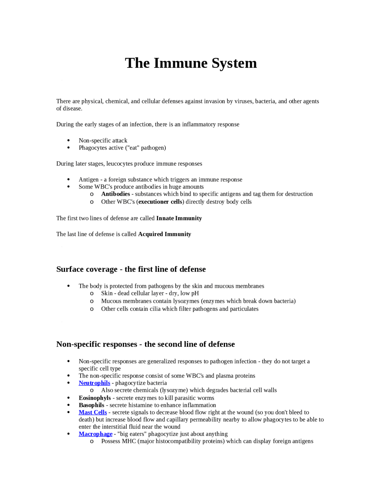 Class Notes for Immune System | Animal Physiology and Anatomy | ALS ...