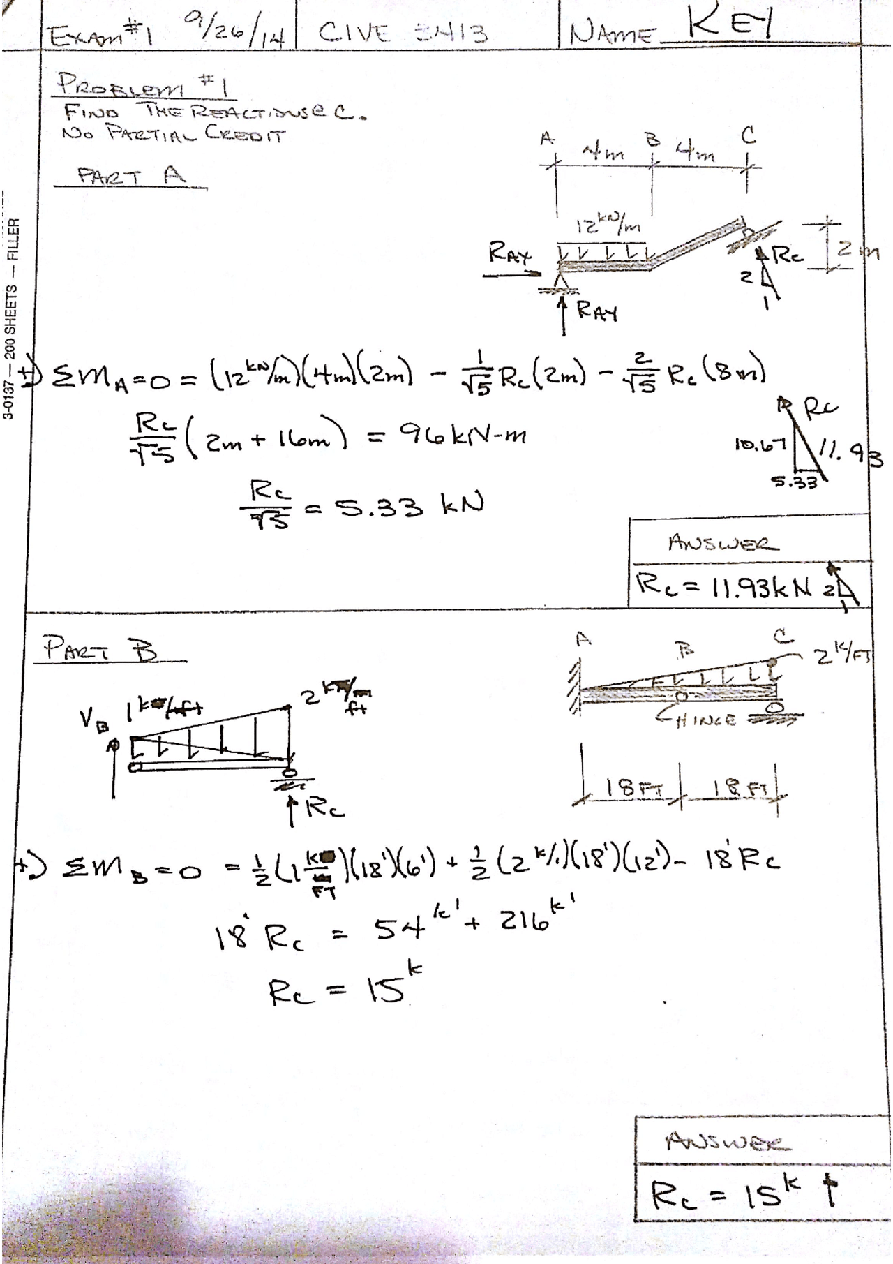 Exam 1 Solved Problems - Structural Analysis | CIVE 3413 - Docsity