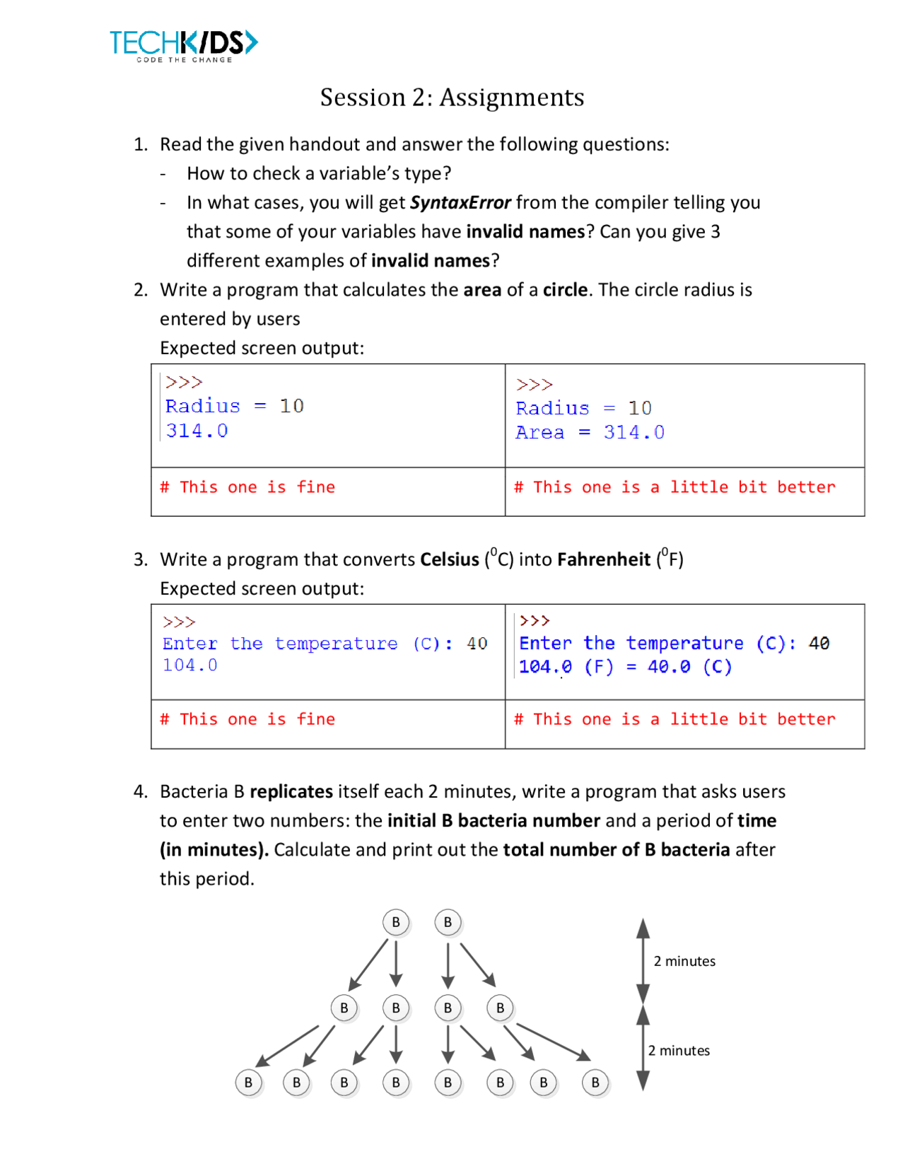 Python Session 2 assignments - Docsity