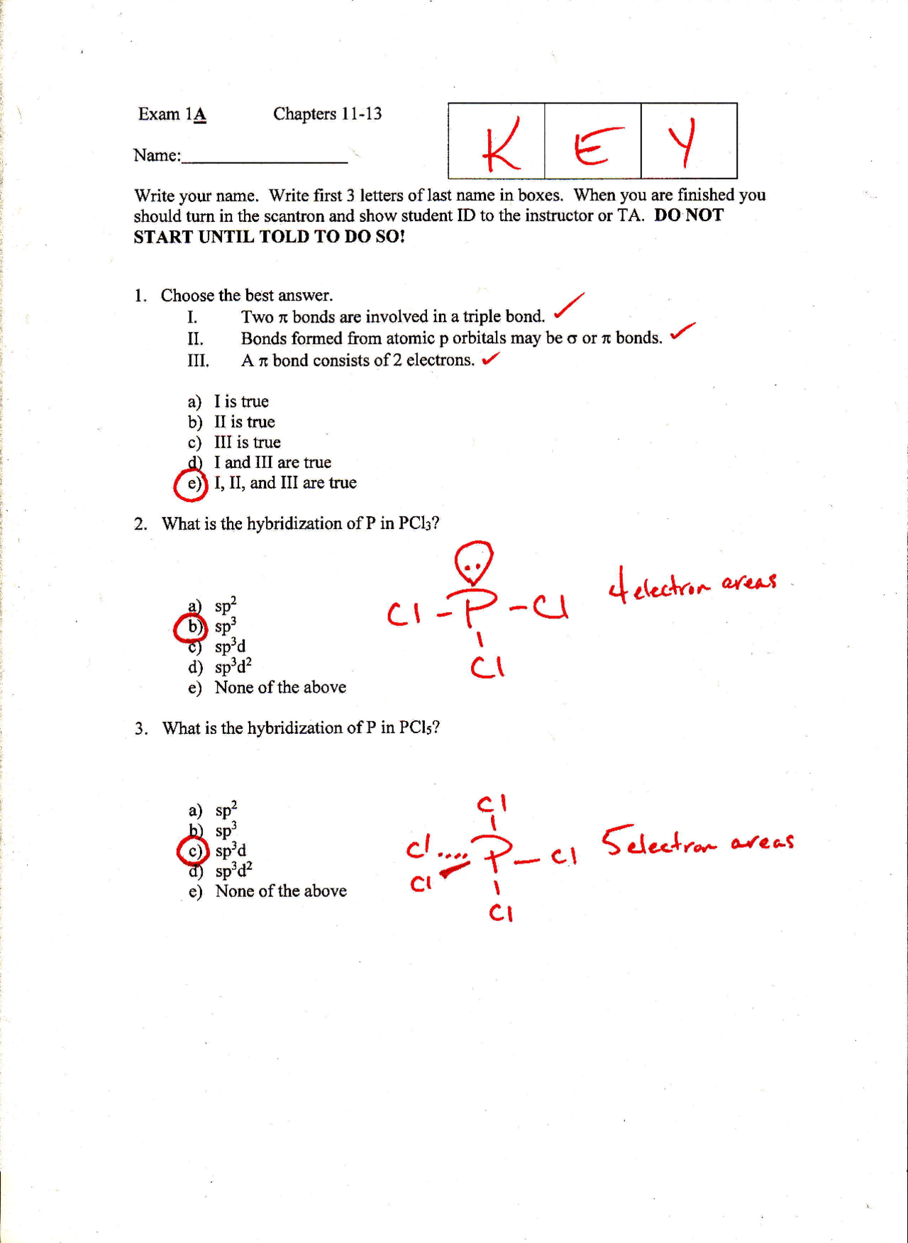 Old Lab Exam Papers Old Exam 1A with Answer Key - General and Inorganic Chemistry | CHEM ...
