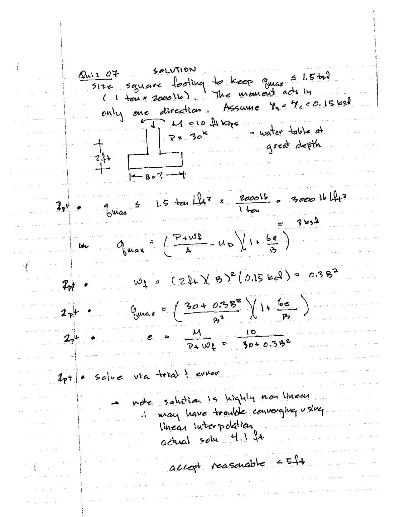Non Linear Interpolation in Quiz 7 - Handwritten Notes | CME 405 - Docsity