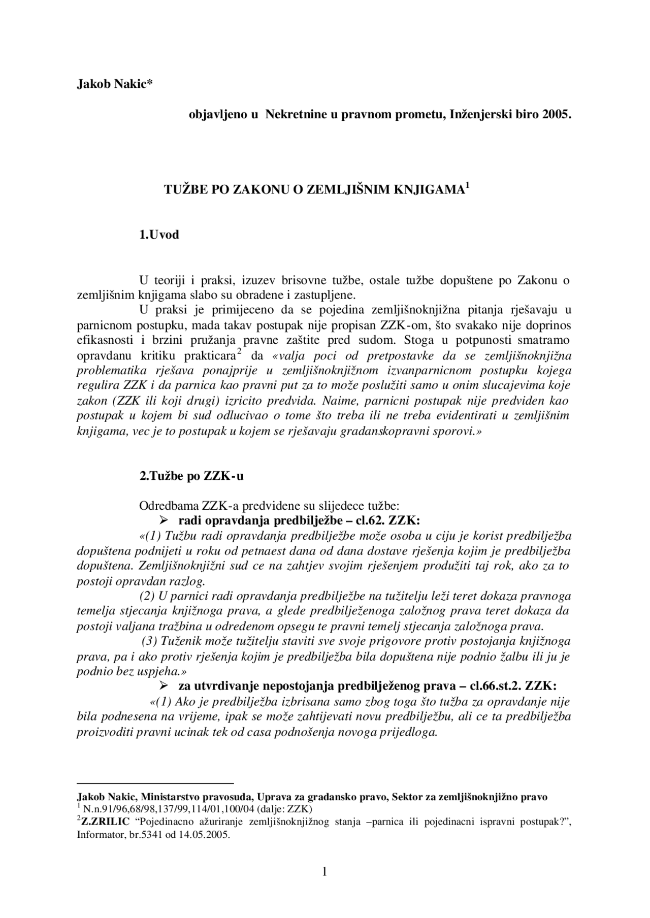 Tužbe po zakonu o zemljišnim knjigama | Rezime' predlog Građansko pravo ...