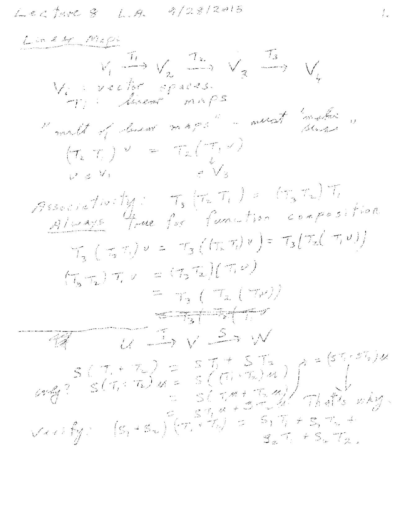 Linear Maps - Handwritten Notes | MATH 4100 - Docsity