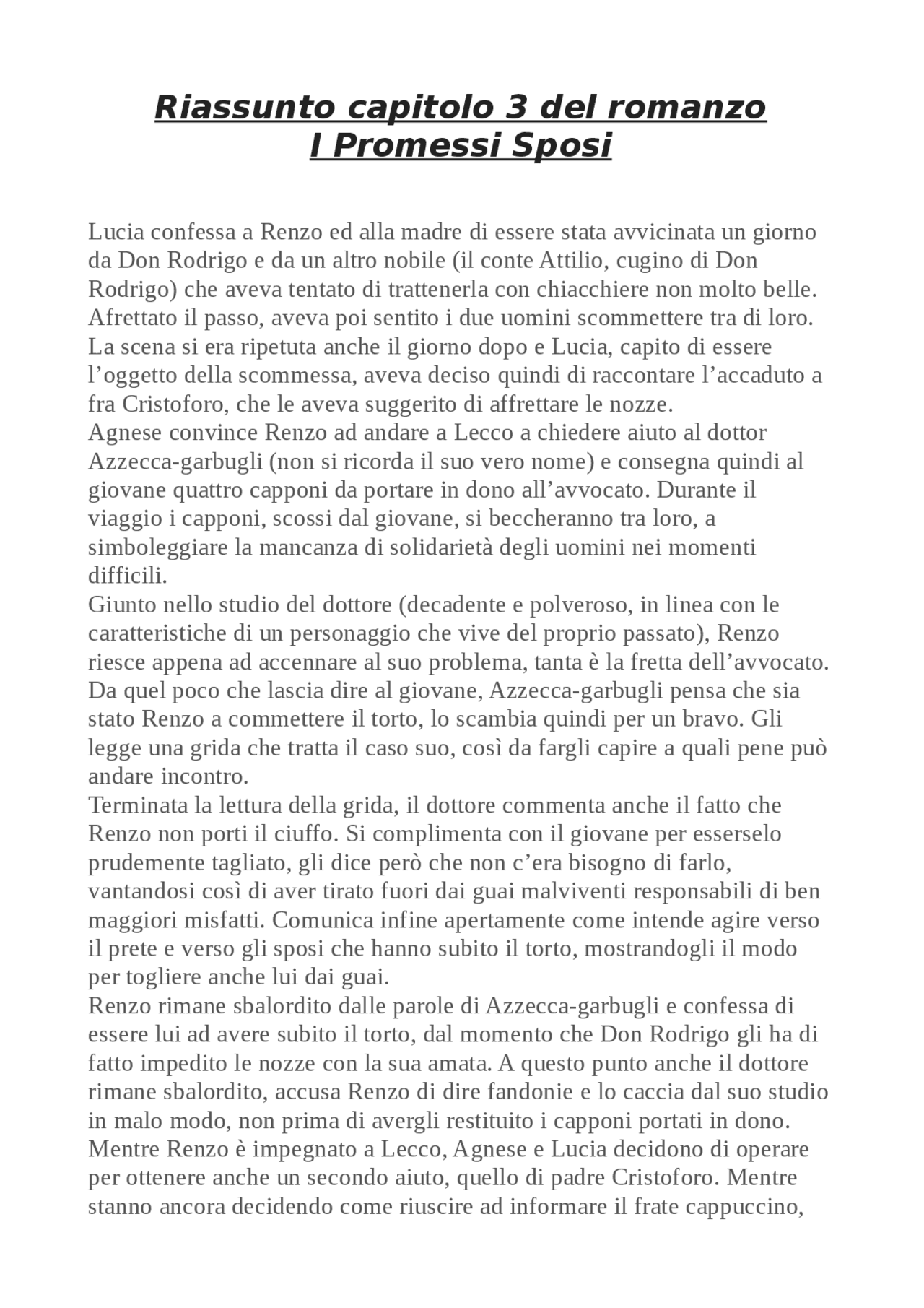 I promessi sposi capitolo 3 Docsity I promessi sposi capitolo 3 Docsity