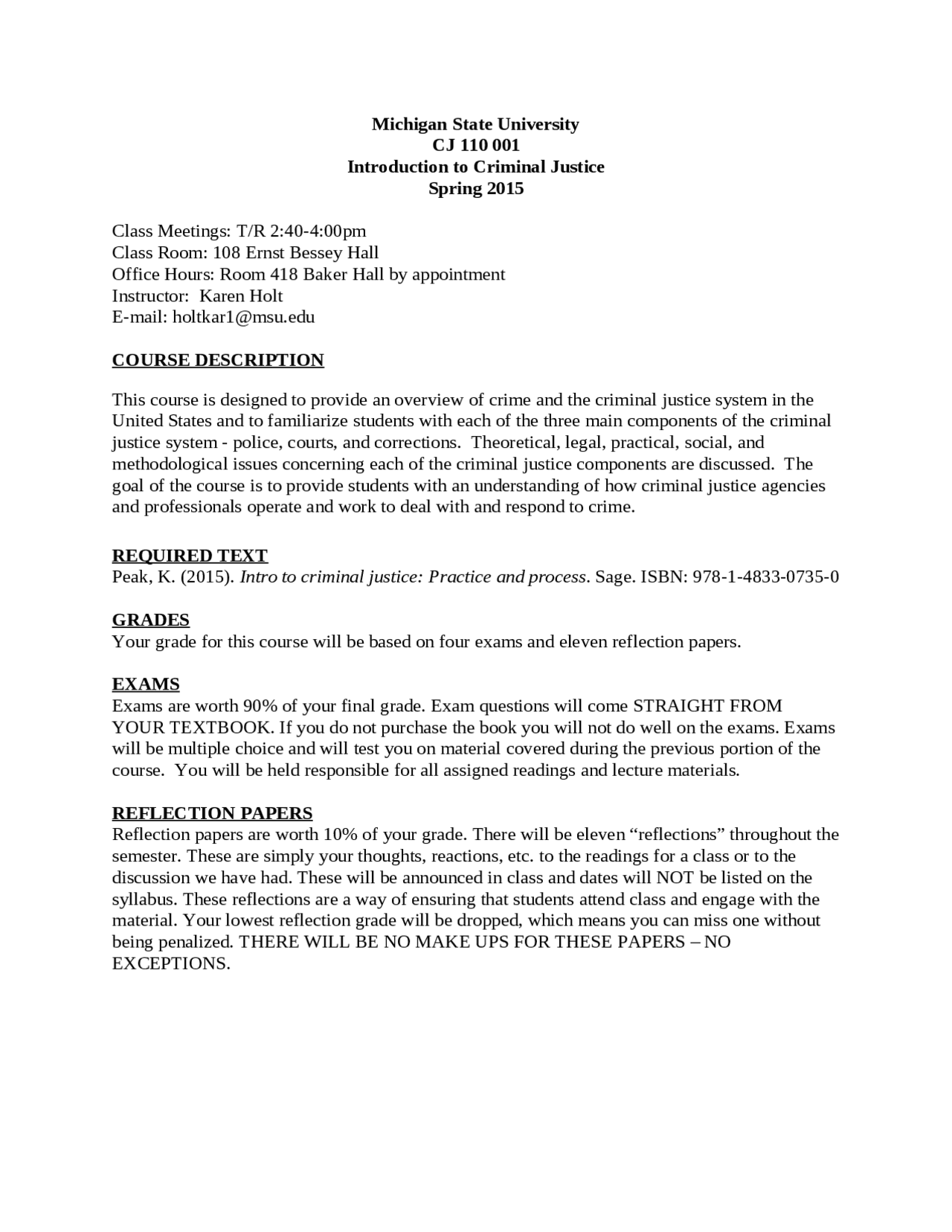 Syllabus for Introduction to Criminal Justice | CJ 110 | Monografías ...