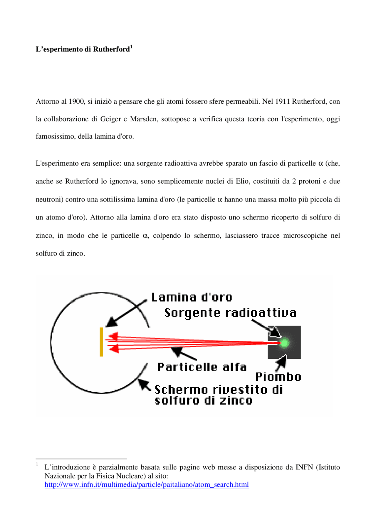 Lezione esperimento di rutherford - Docsity