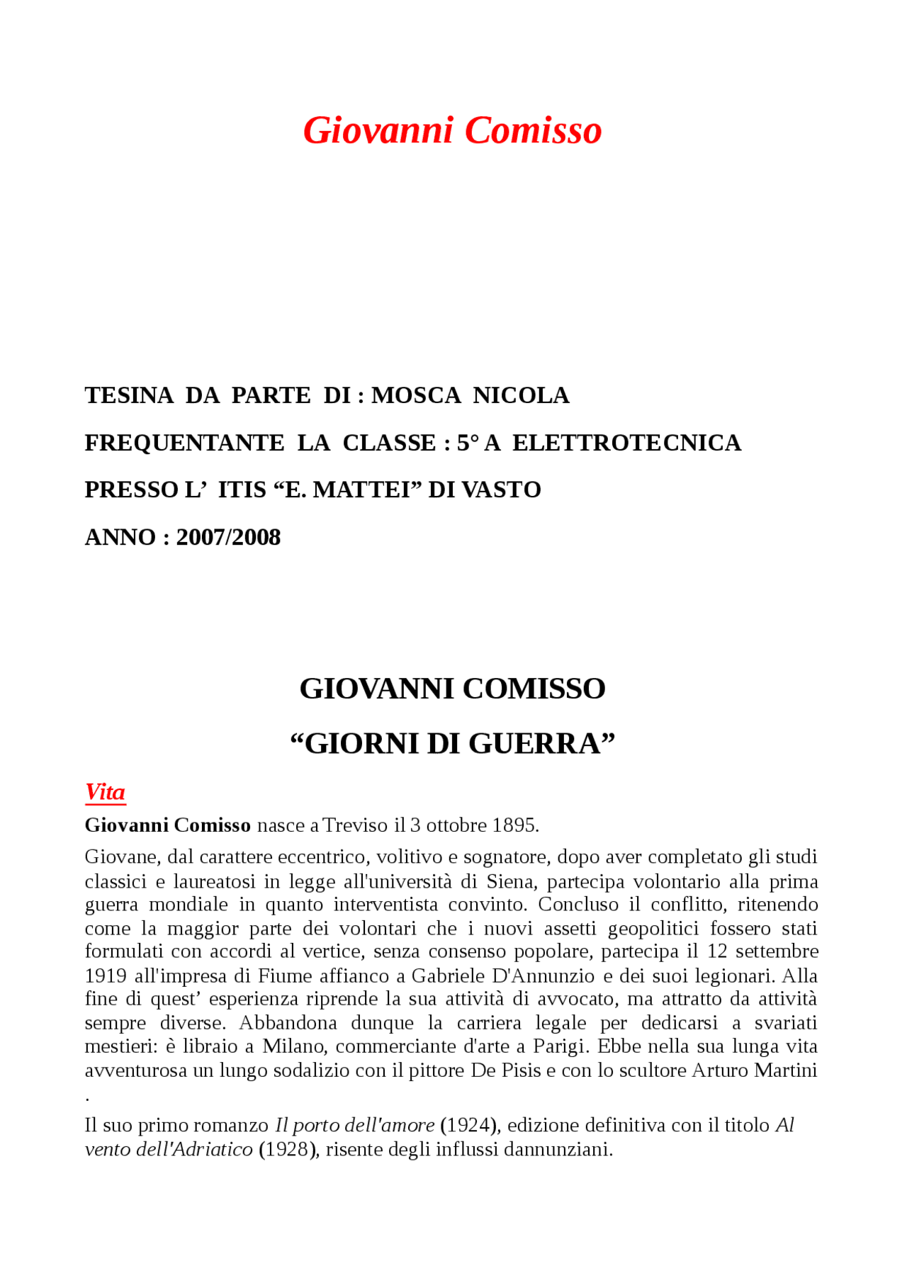 Giovanni comisso Docsity