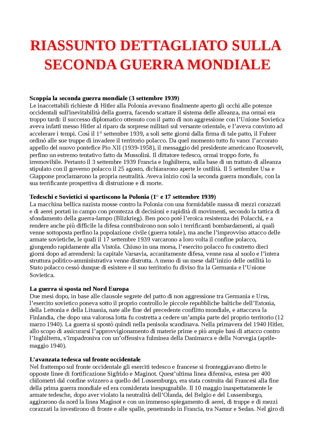 Appunti Riassunto dettagliato sulla Seconda guerra mondiale 19391945 Appunti di Storia Appunti Riassunto dettagliato sulla Seconda guerra mondiale 19391945 Appunti di Storia