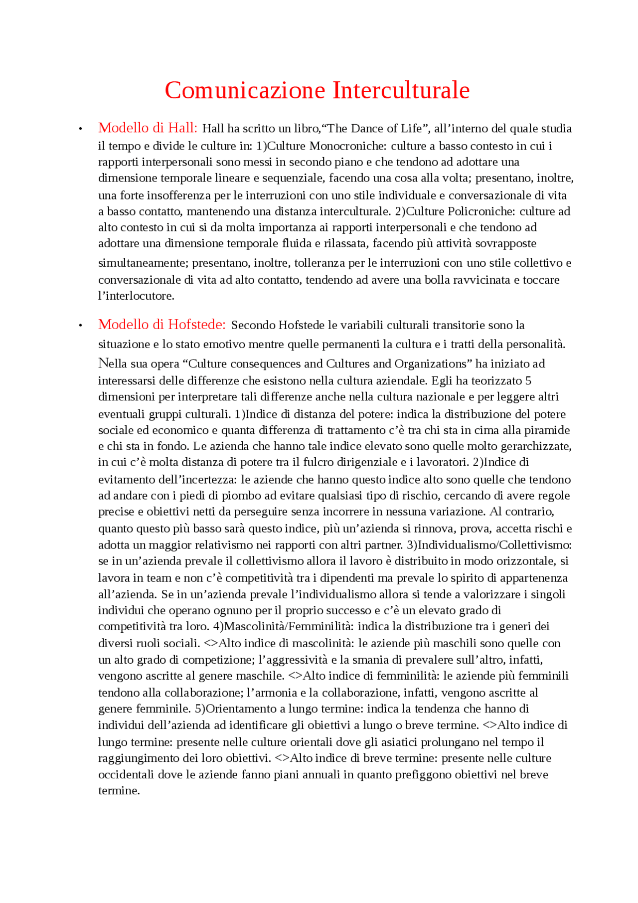 Riassunto di Comunicazione Interculturale Docsity
