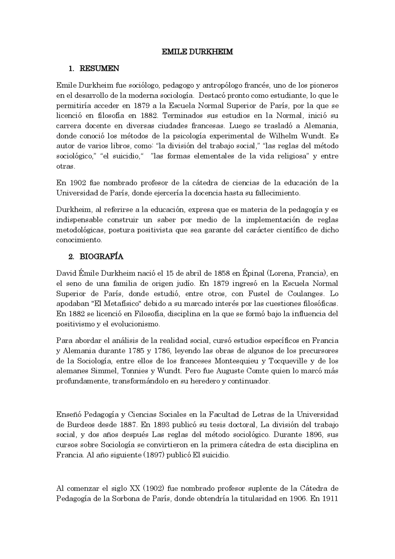 Apuntes Sobre Emile Durkheim Docsity