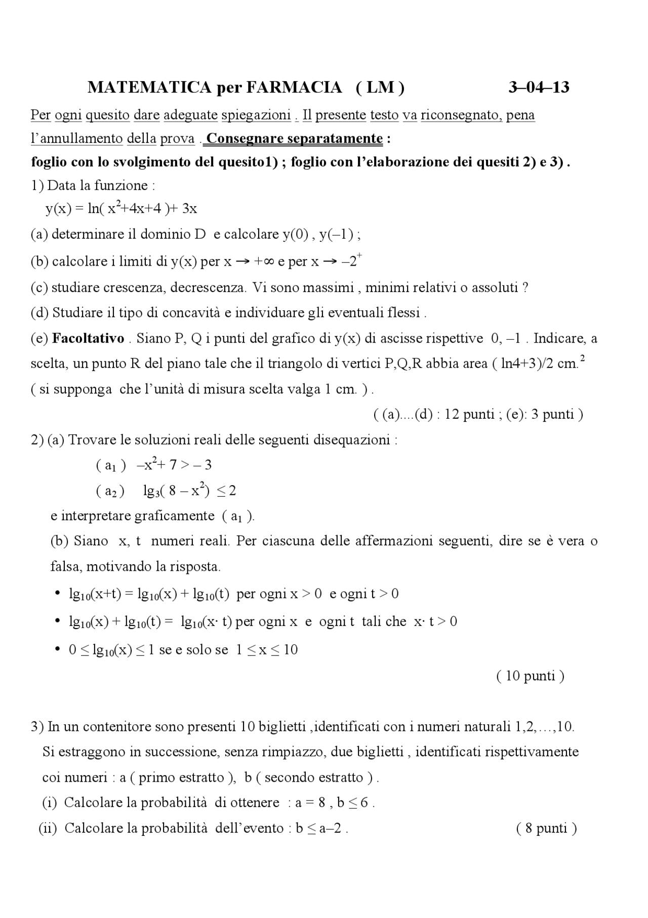 esami di matematica 3 media