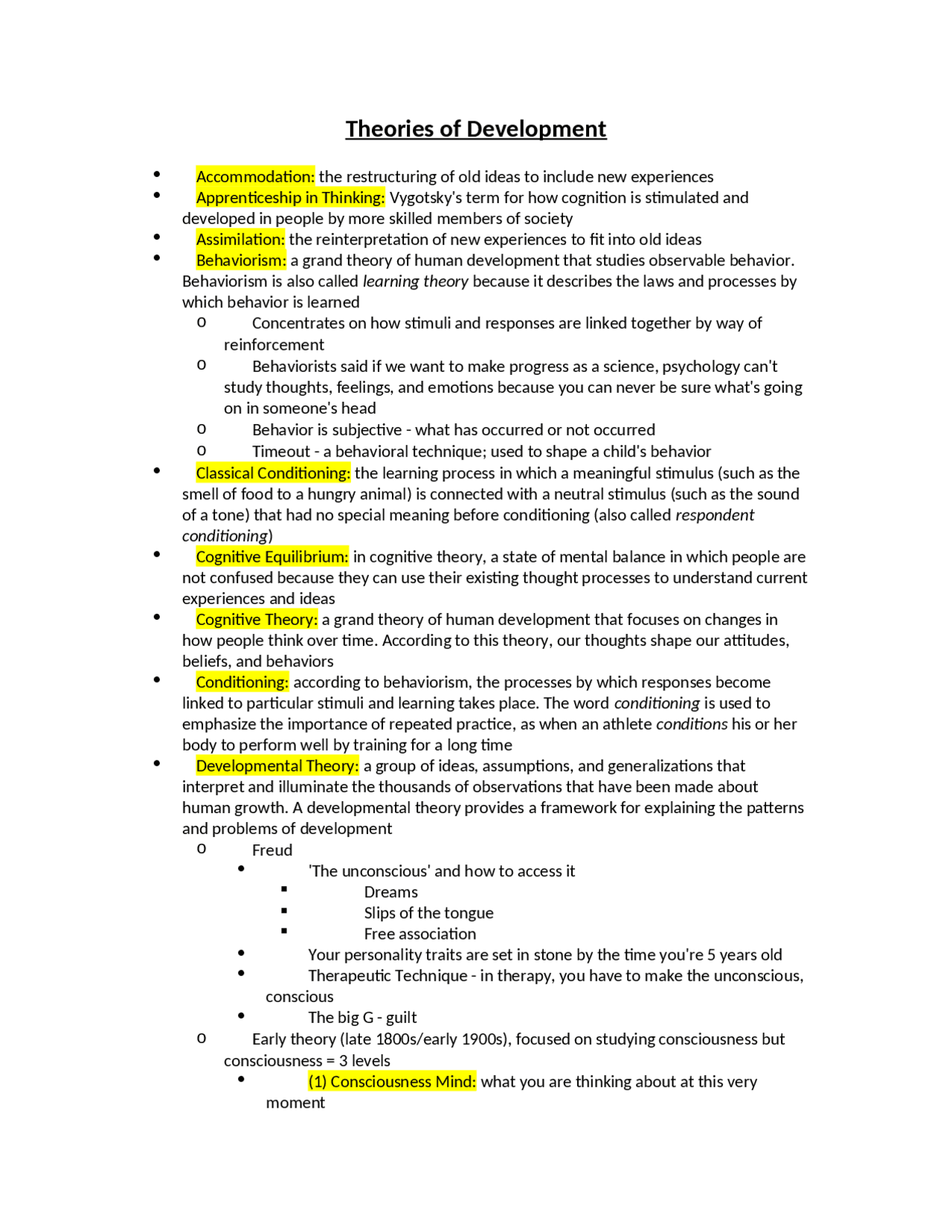 Notes on Theories of Development - Developmental Psychology | PSYC 4070 ...