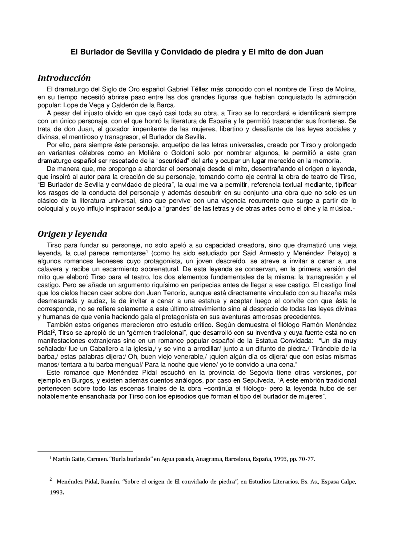 Resumen Sobre El Mito De Don Juan Docsity