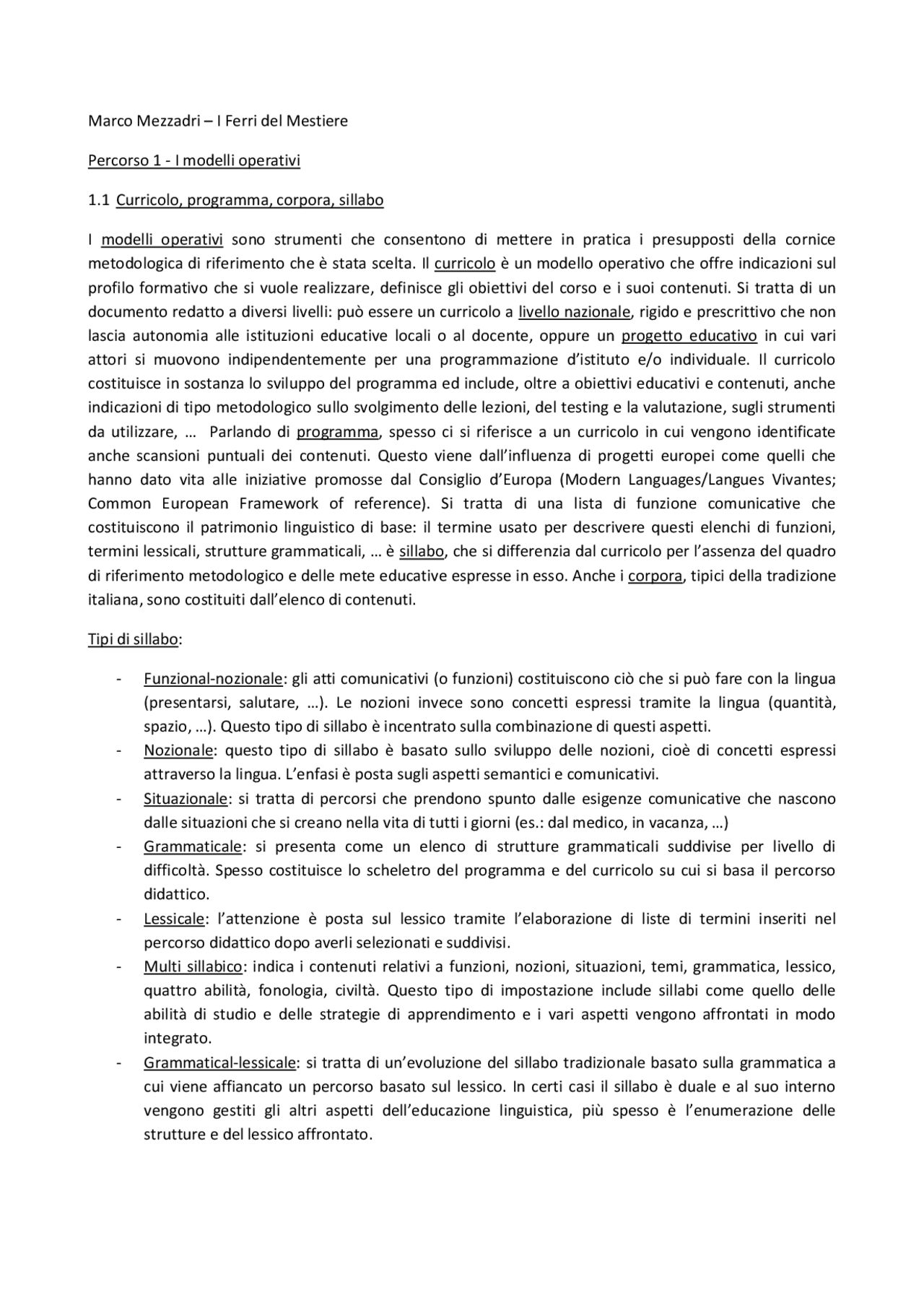 I ferri del mestiere Docsity