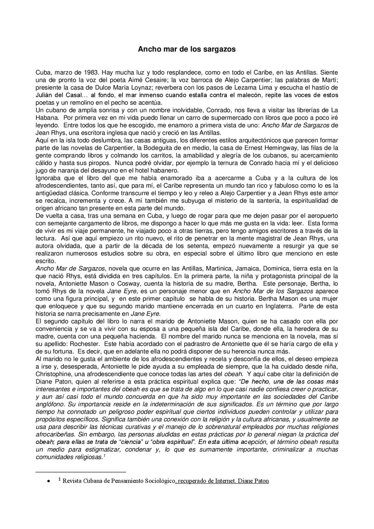 Resumen Sobre Ancho Mar De Los Sargazos Docsity