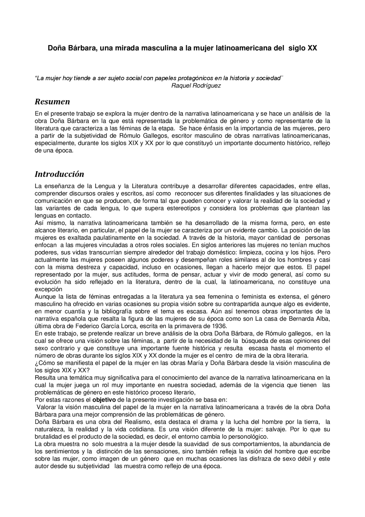 Apuntes Sobre Dona Barbara Docsity