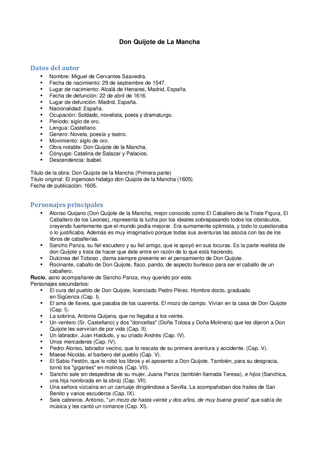 Resumen Sobre Don Quijote De La Mancha Parte 5 Docsity