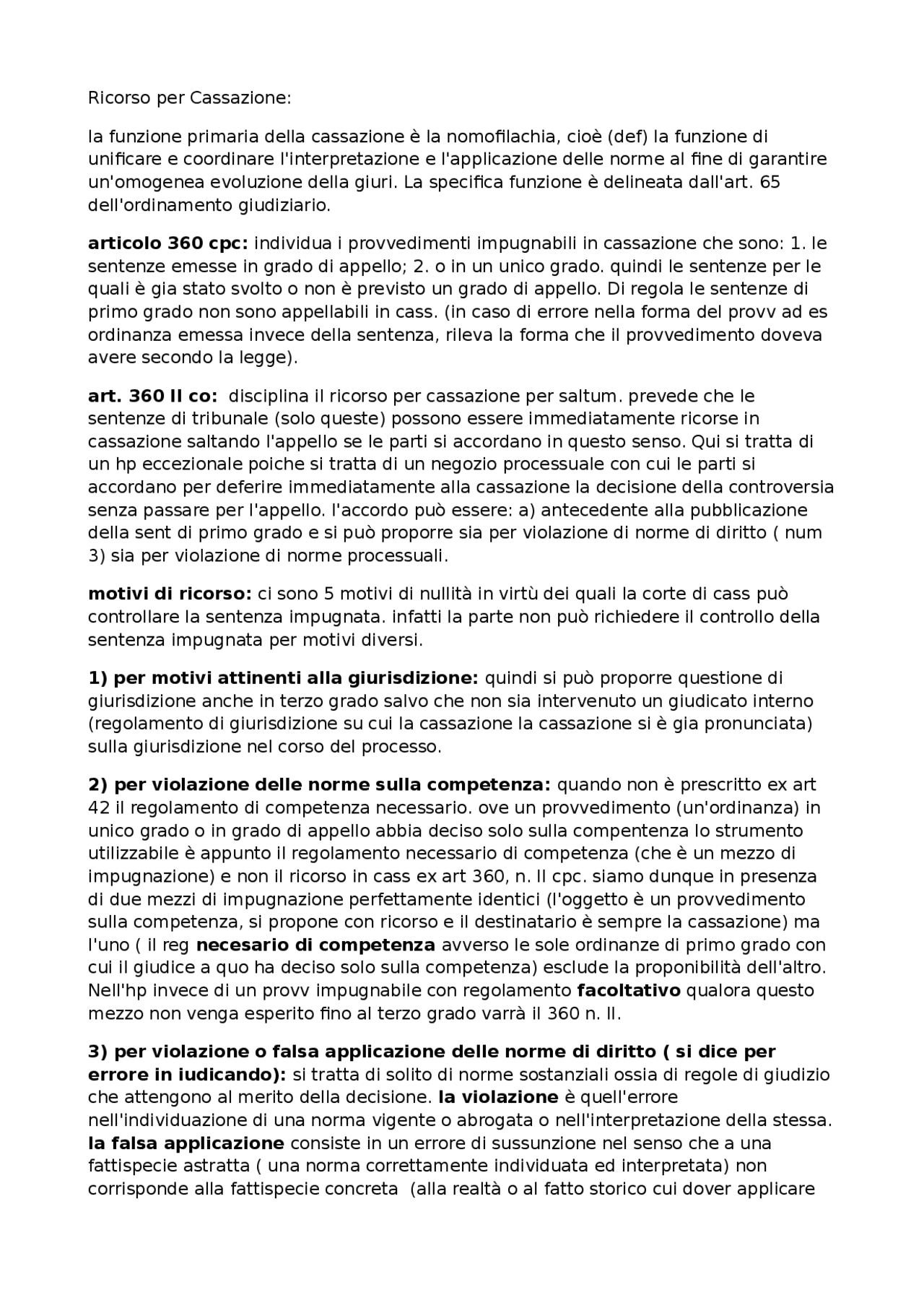 Procedura Civile, Ricorso per cassazione, Luiso Docsity Procedura Civile, Ricorso per cassazione, Luiso Docsity