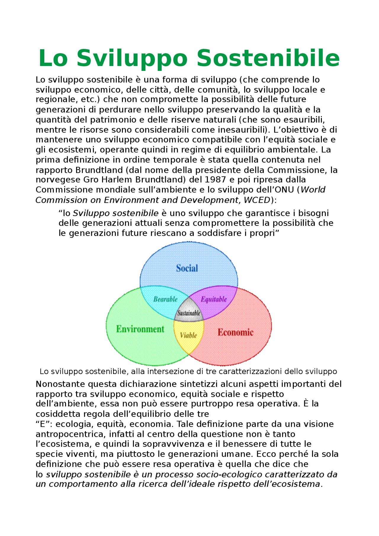 Lo sviluppo sostenibile Guide, Progetti e Ricerche di Economia Dello Sviluppo Docsity Lo sviluppo sostenibile Guide, Progetti e Ricerche di Economia Dello Sviluppo Docsity
