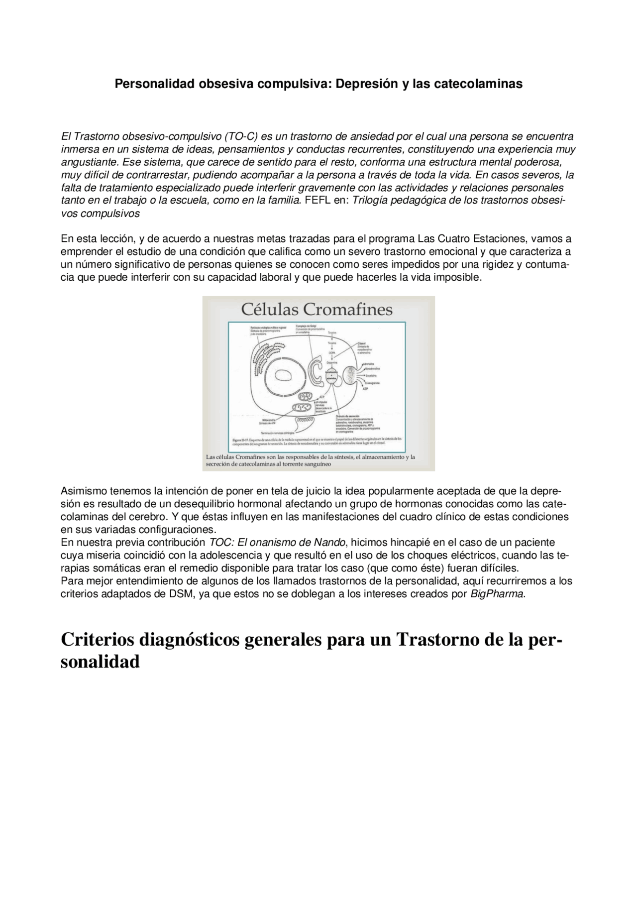 Apuntes sobre la personalidad obsesiva compulsiva - Docsity