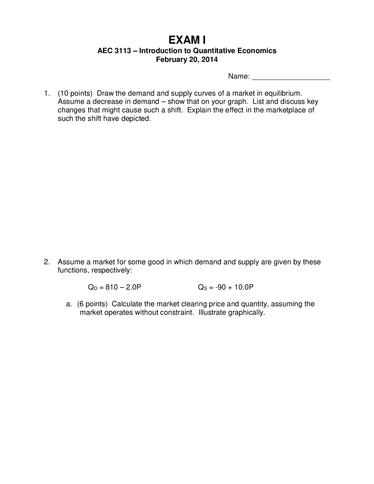 Exam 1 of 10 Question - Introduction to Quantitative Economics | AEC ...