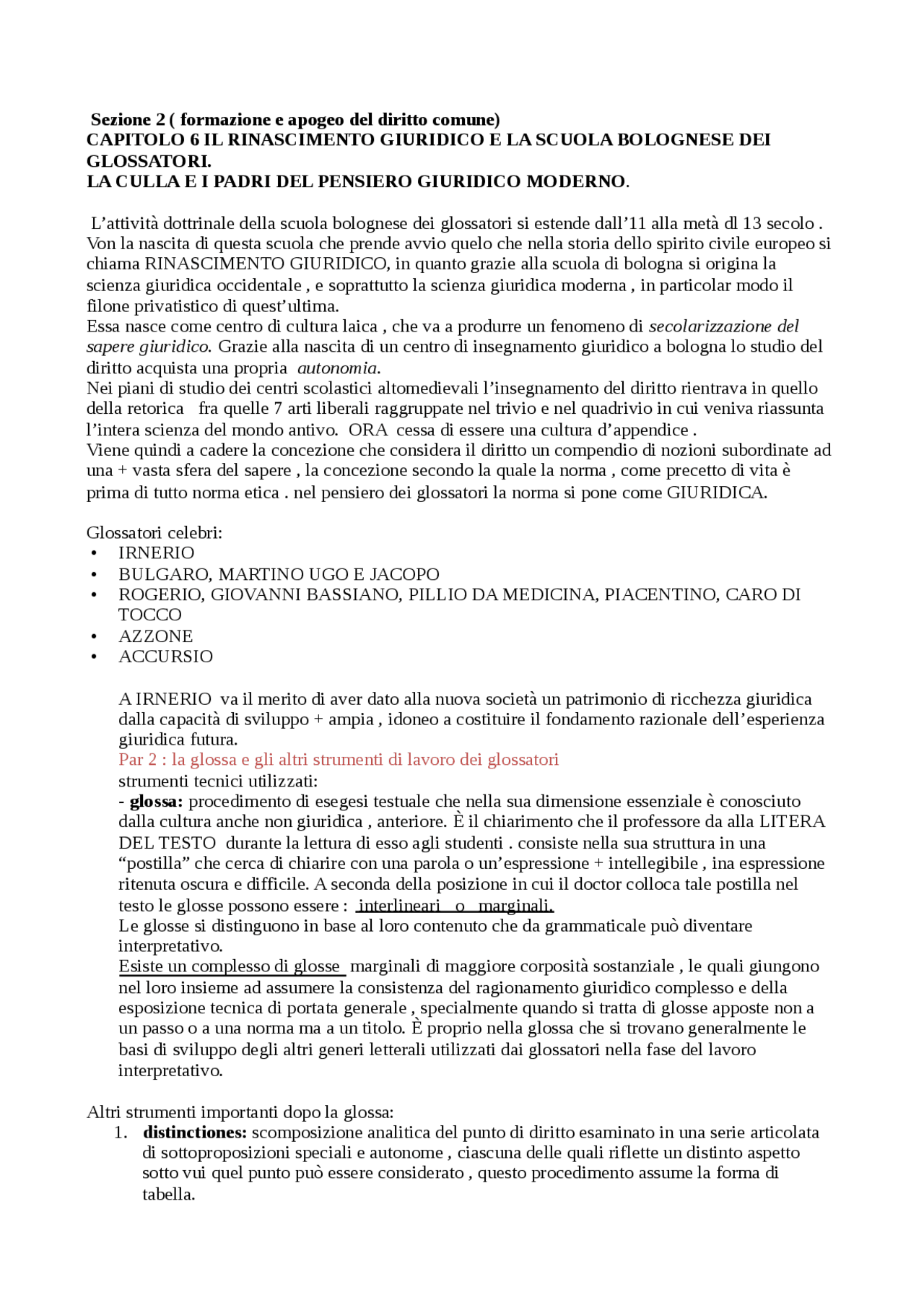 sezione II, capitolo 6 , il rinascimento giuridico e la scuola
