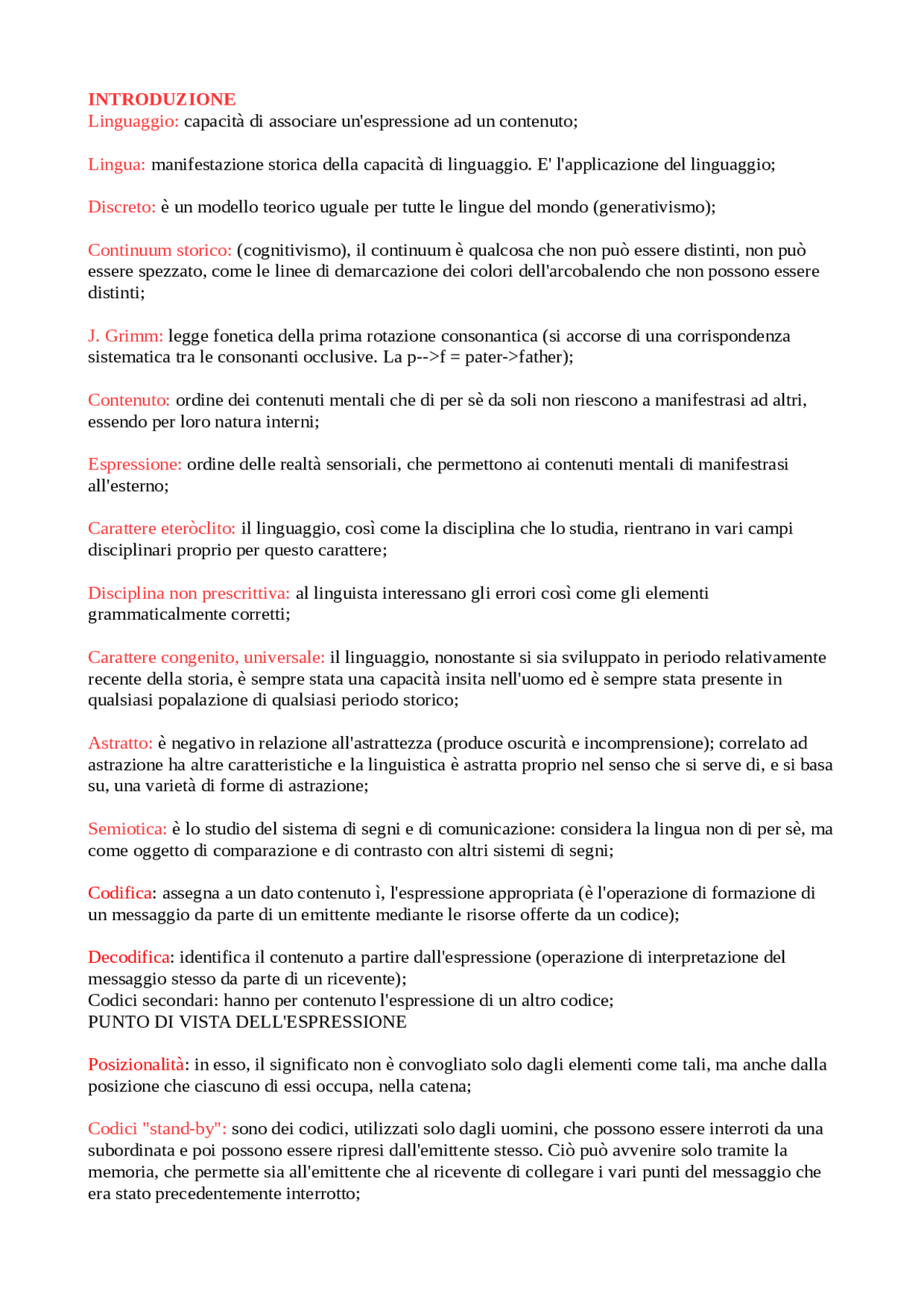 Definizioni Di Linguistica Generale Docsity