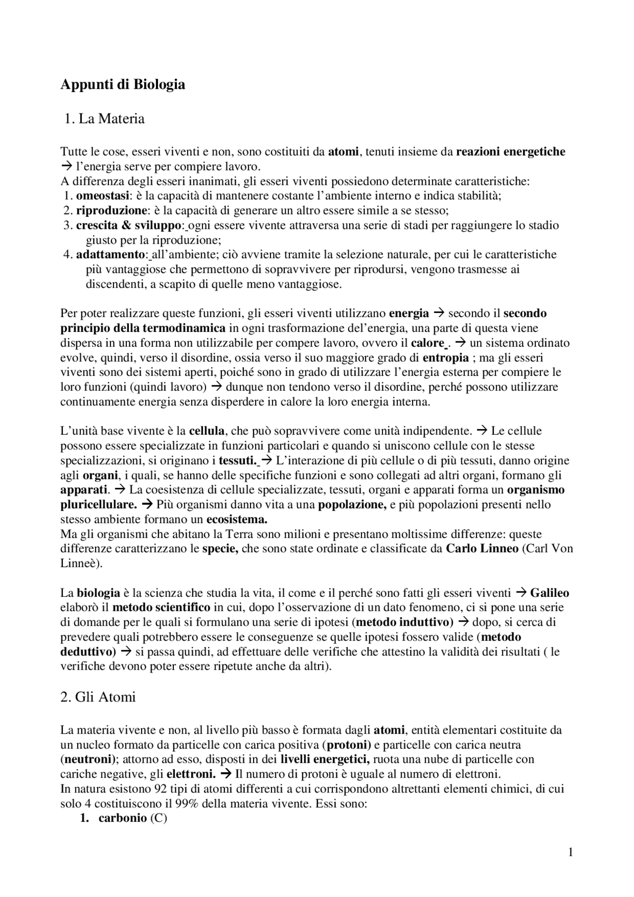 Appunti di biologia Docsity