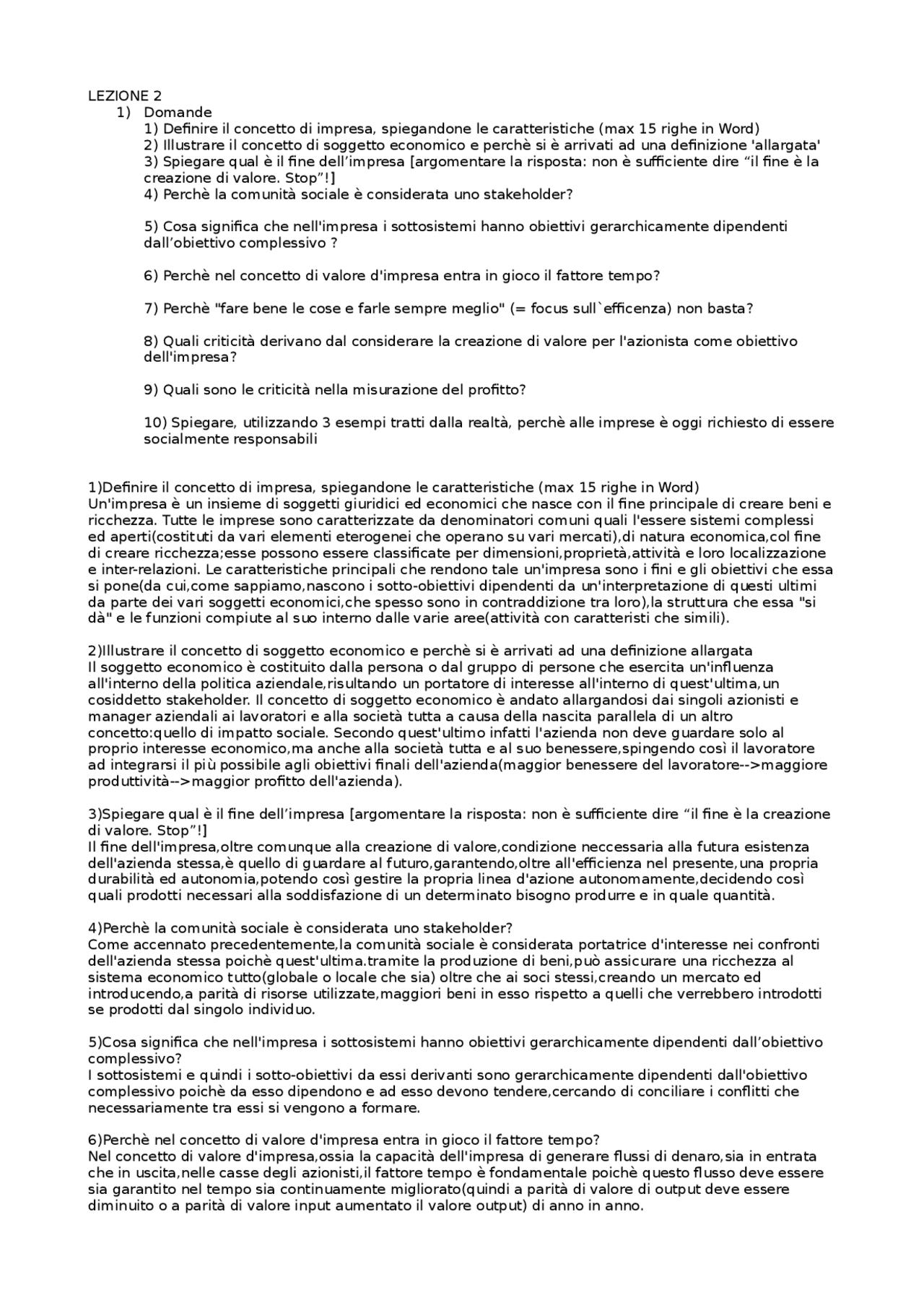 Domande e risposte martini - Docsity