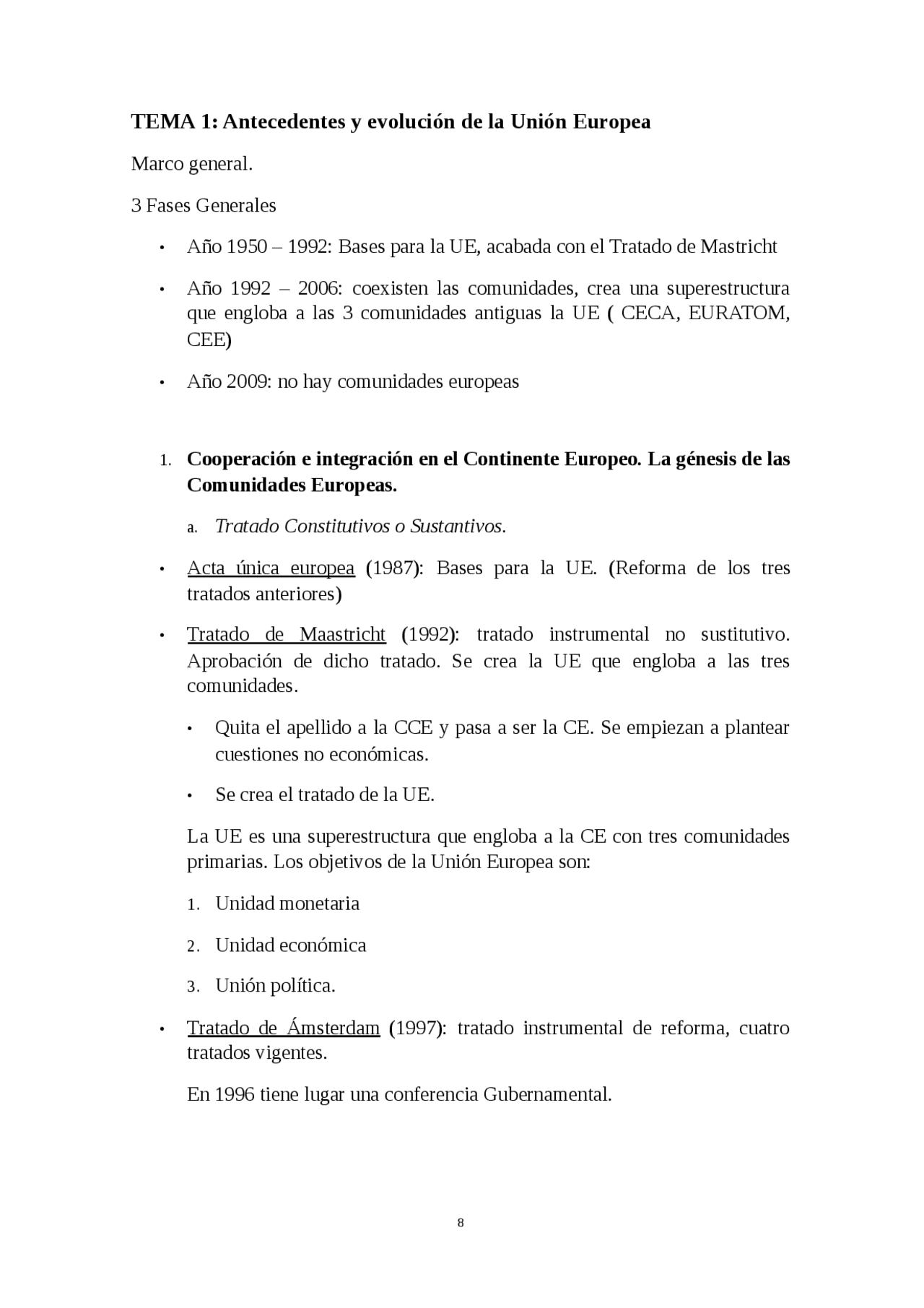 Tema 1. ANTECEDENTES Y EVOLUCIÓN DE LA UNIÓN EUROPEA - Docsity