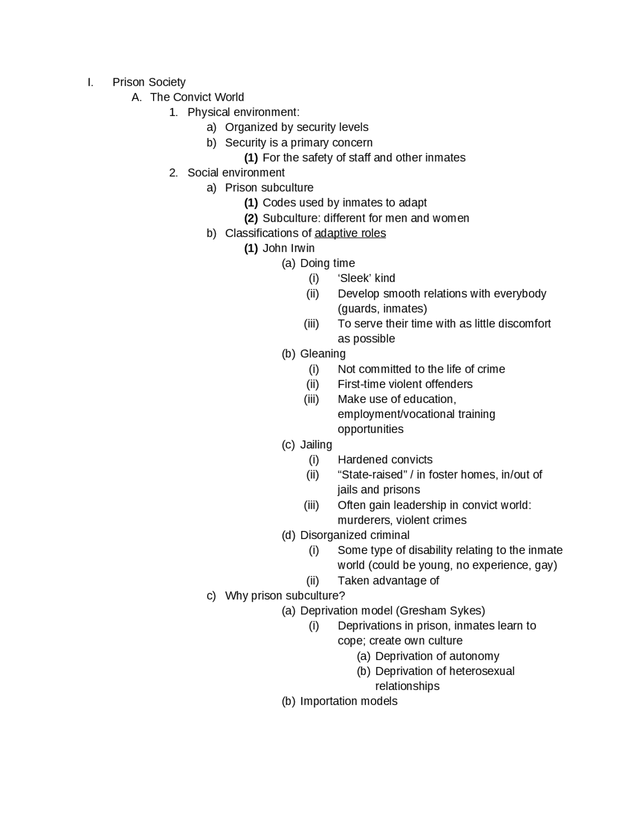 Prison Society, Governing Prisons - Notes | CJ 110 - Docsity