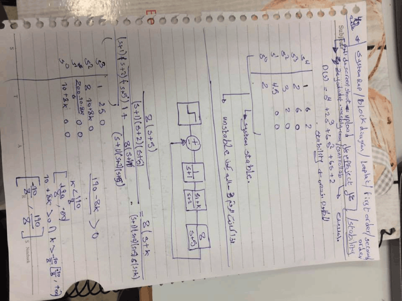 Control lab notes | Exercises Electrical Engineering - Docsity