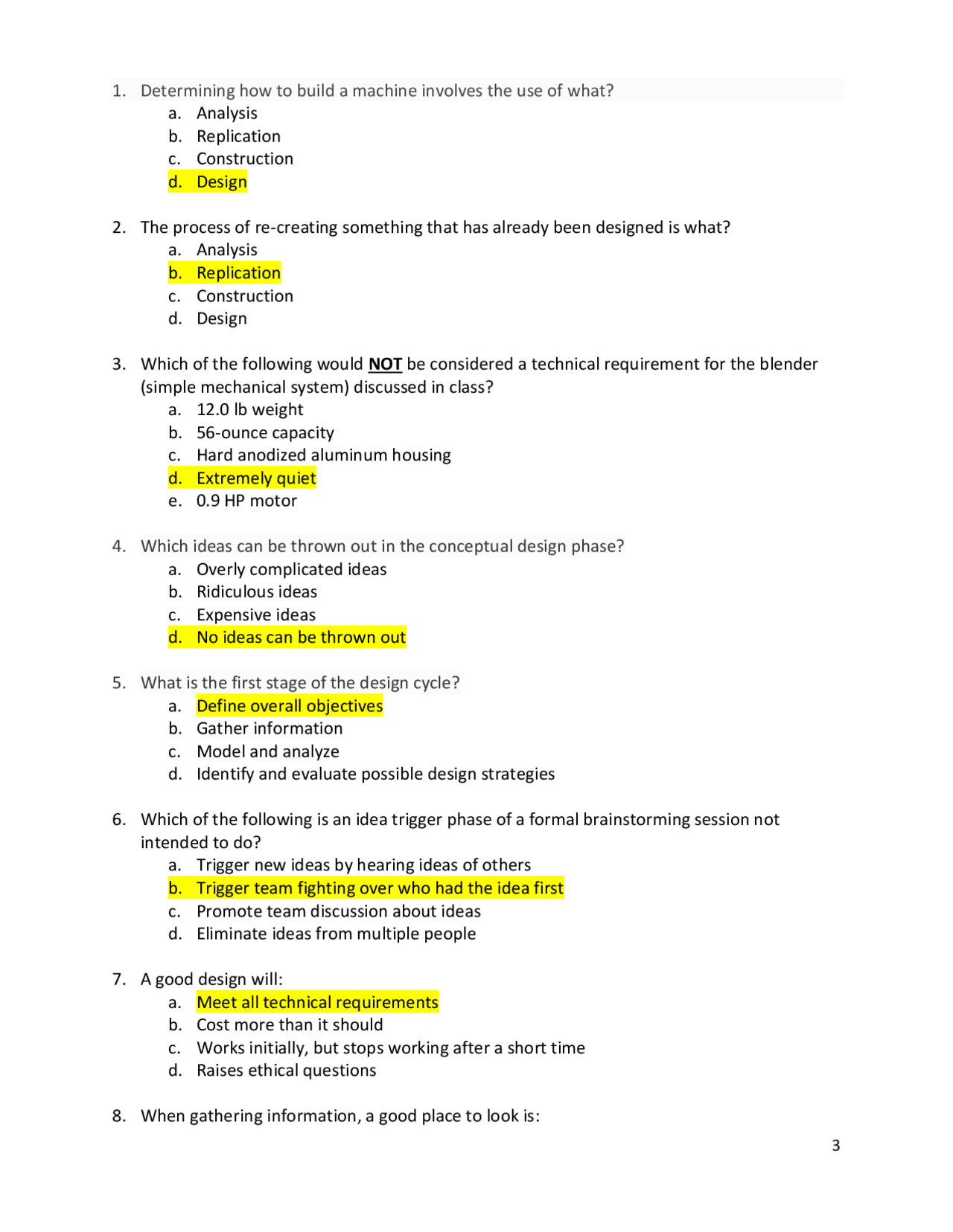 45 Solved MCQs on Engineering Design with CAD for MAE | ENGR 1332 - Docsity