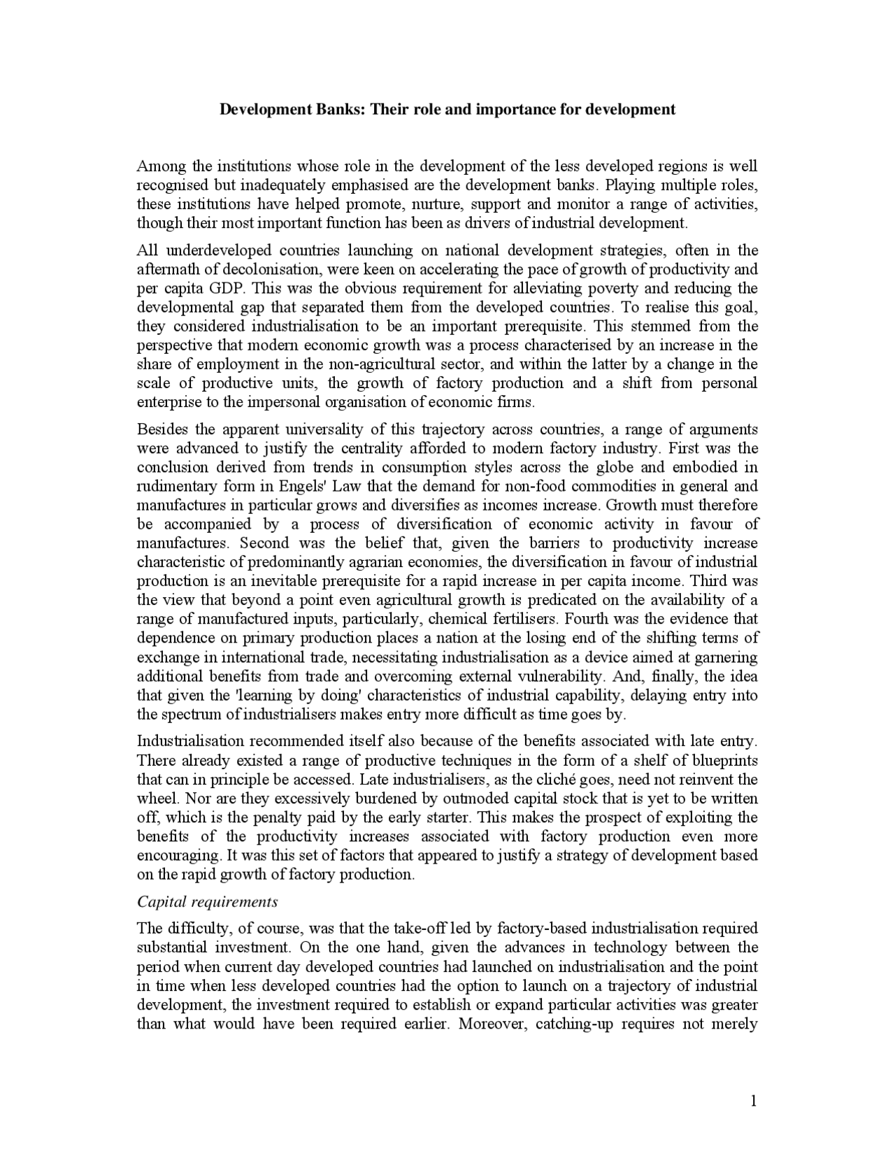 Role and Importance for Development of Development Banks - Banking and ...