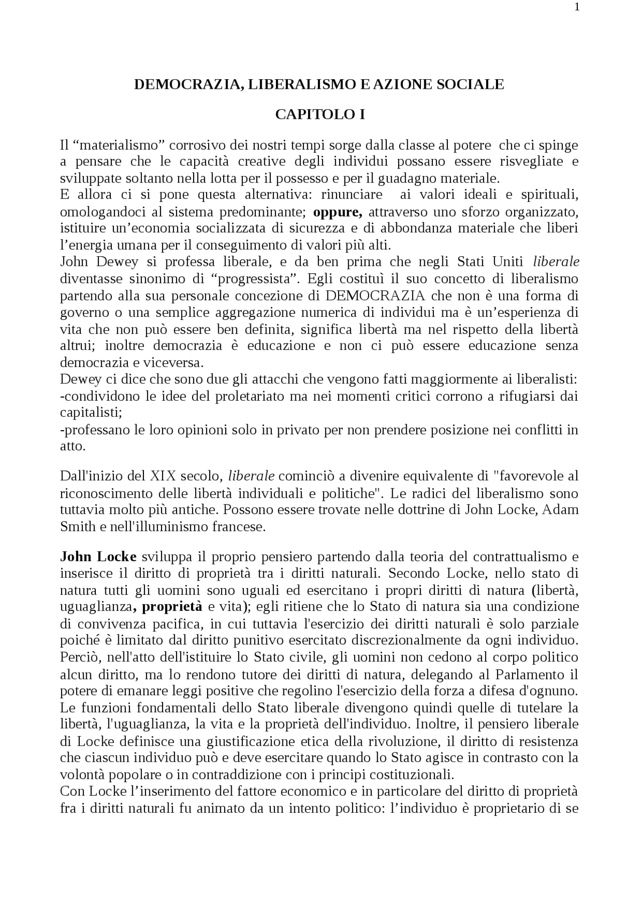 Democrazia, liberalismo e azione sociale Docsity
