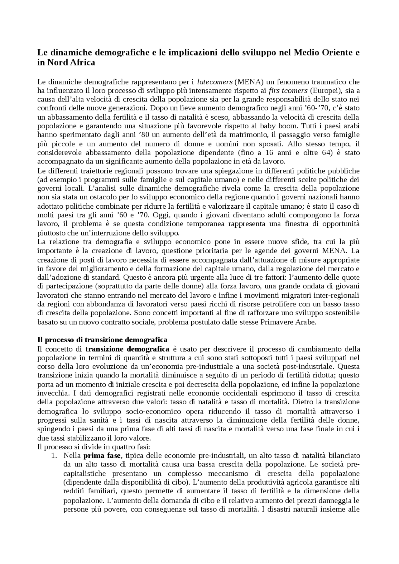Capitolo 4 The Economic Development Process in the Middle East and ...