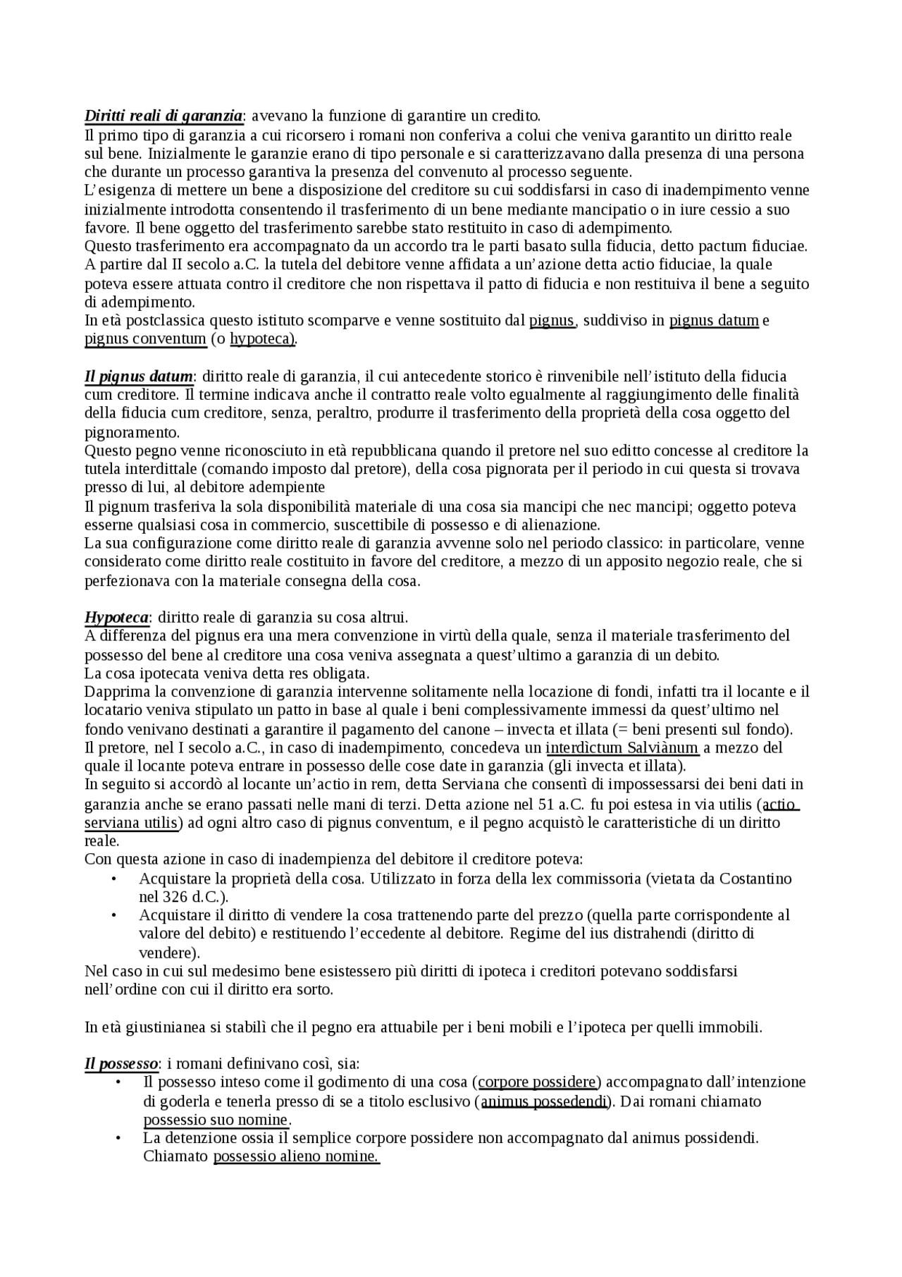 DIRITTI REALI DI GARANZIA Docsity