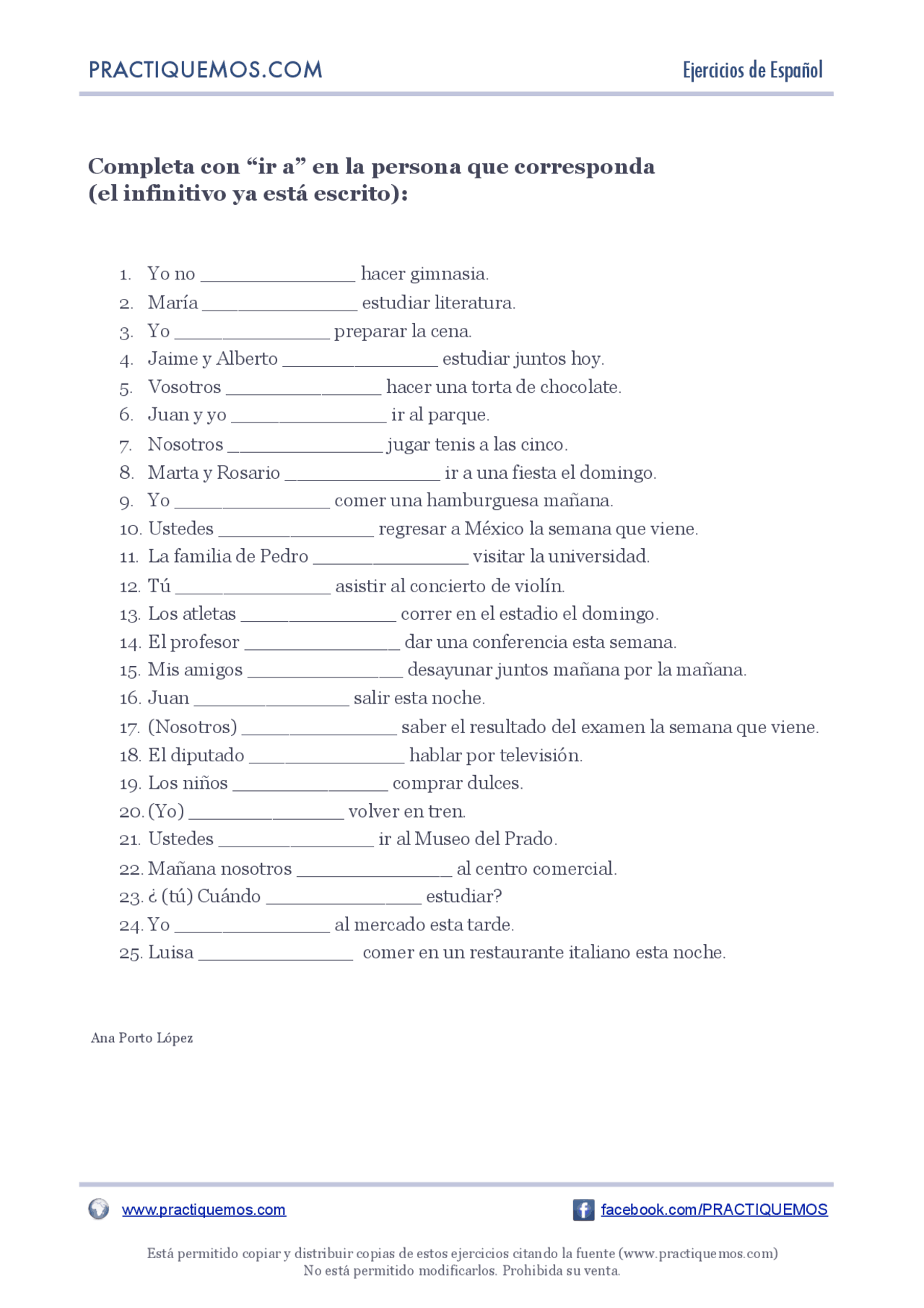 Ejercicio ir a infinitivo Docsity